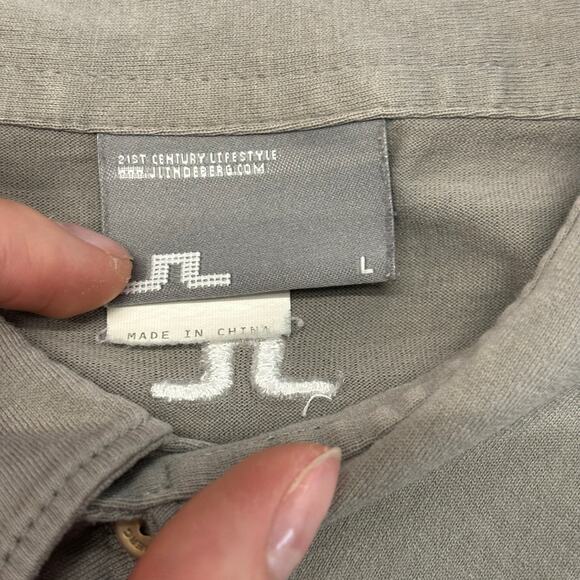 J‎ Lindeberg Gray Black White Chest Striped Mens L Cotton Preppy Golf Polo Shirt - Picture 4 of 8